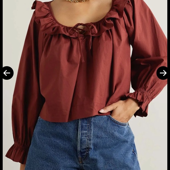 Doen Deep Red Ruffled Blouse - Picture 3 of 10